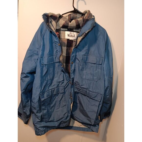 VTG Woolrich Wool Lined Zip Parka Jacket Adult Large Blue Talon Zipper Mountain - Picture 1 of 5